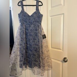 Lulu's Blue and Cream Floral Dress